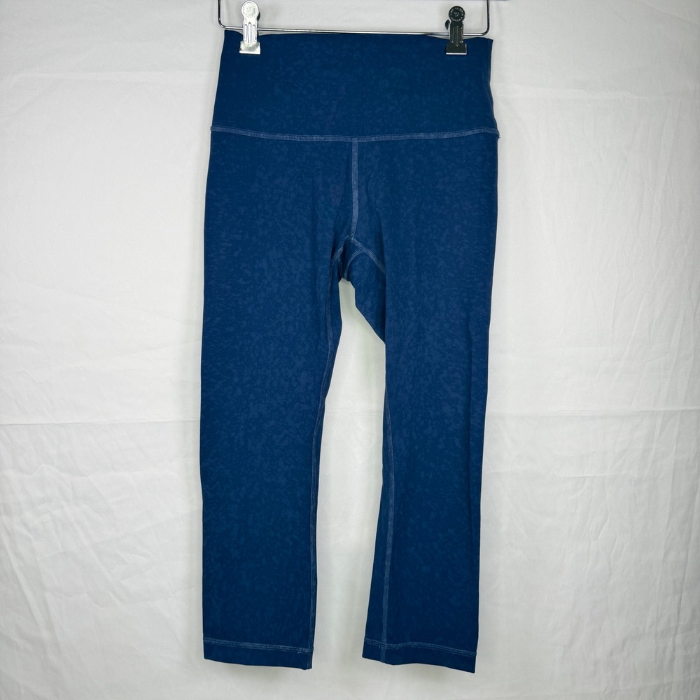 Lululemon Leggings‎ Women 6 Blue High Rise Crop Acid Wash Marble
